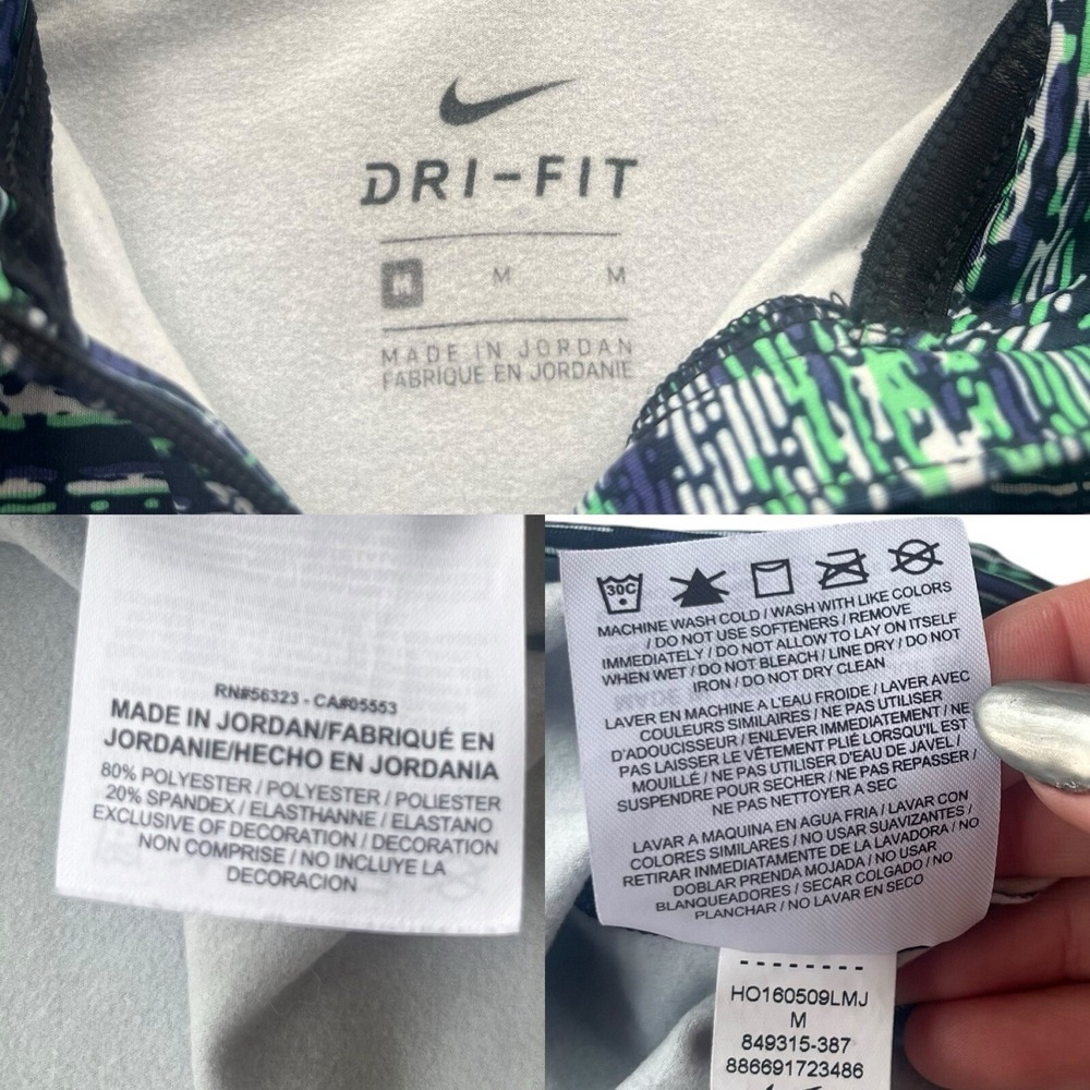 Nike Pro Dri-FIT Women M Green Blue Space Dye Half Zip Pullover 849315-387 Sport - Picture 3 of 16
